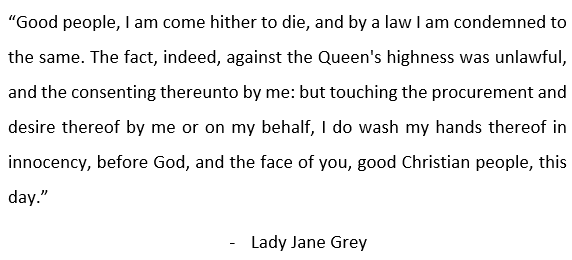 Lady Jane Grey's speech on the scaffold