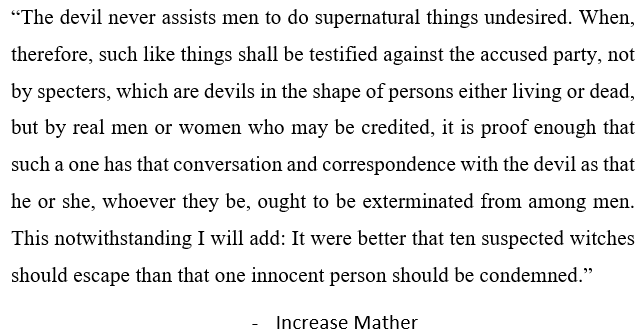Increase Mather rejecting the use of spectral evidence in convicting witches during the Salem witch trials
