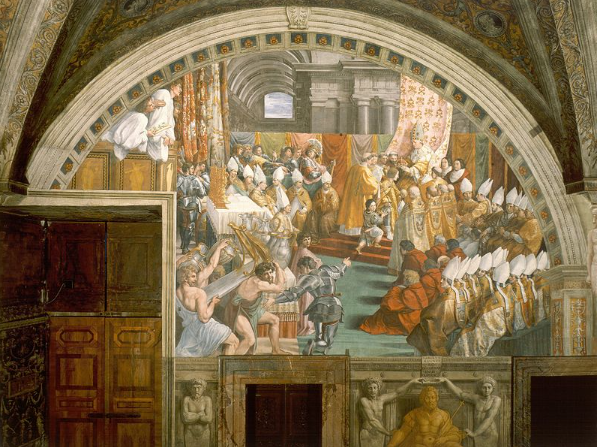 The Coronation of Charlemagne by Italian Renaissance painter Raphael