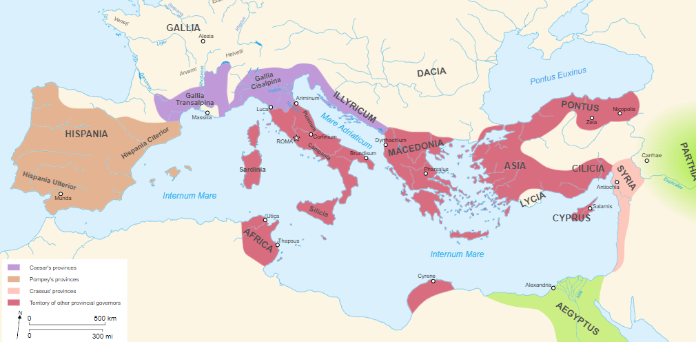 The First Triumvirate and their Roman provinces