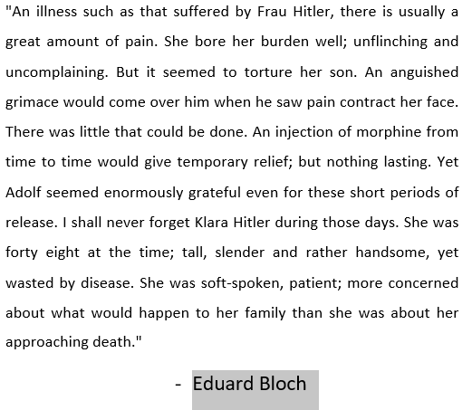 Adolf Hitler's mother's death